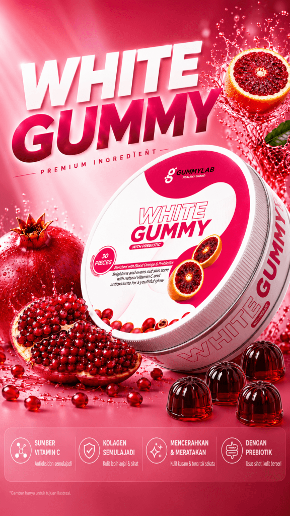 Produk White Gummy GummyLab dengan blood orange dan delima